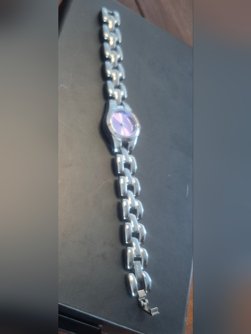 Relic Women’s Bracelet Watch Purple Dial Silver Tone Quartz Untested